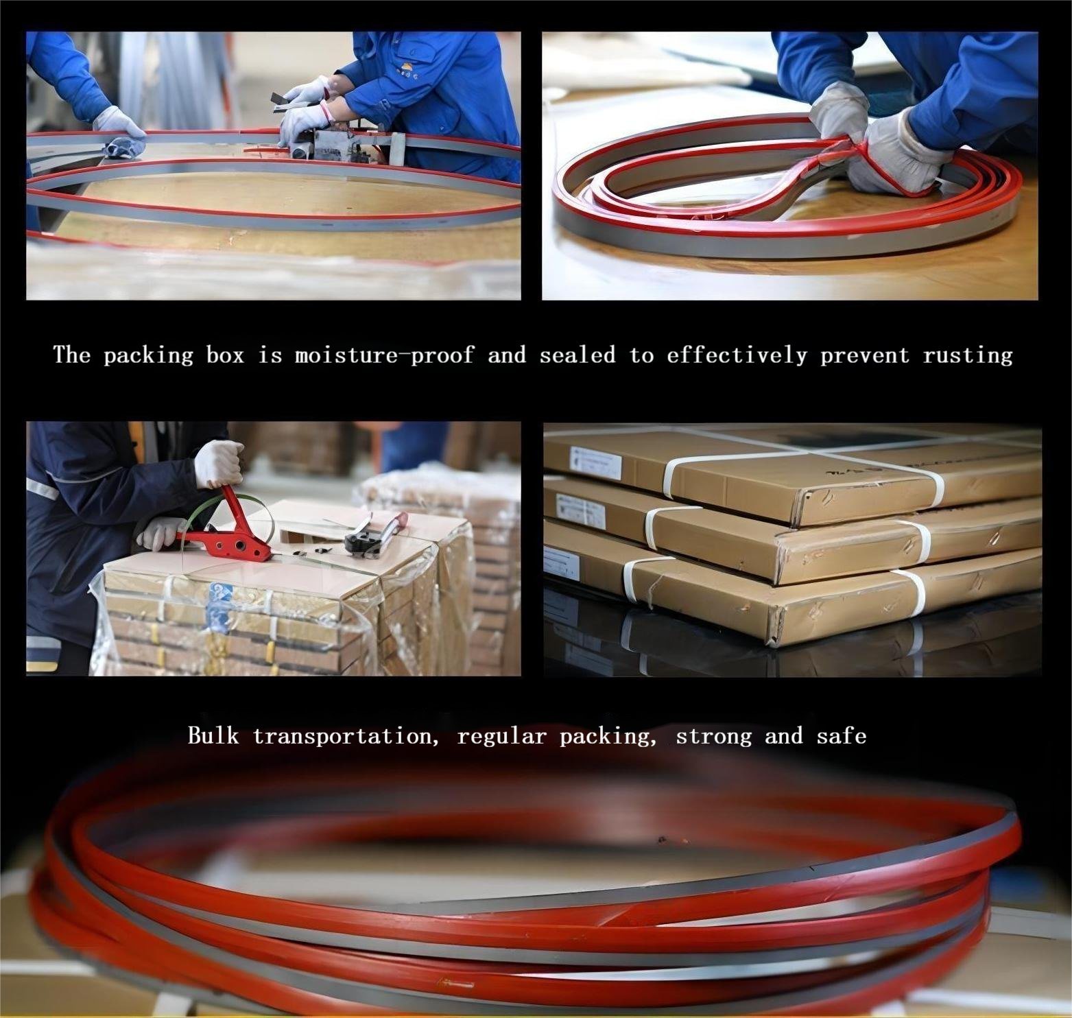 a warehouse worker inspecting a shipping label on a box of saw blades